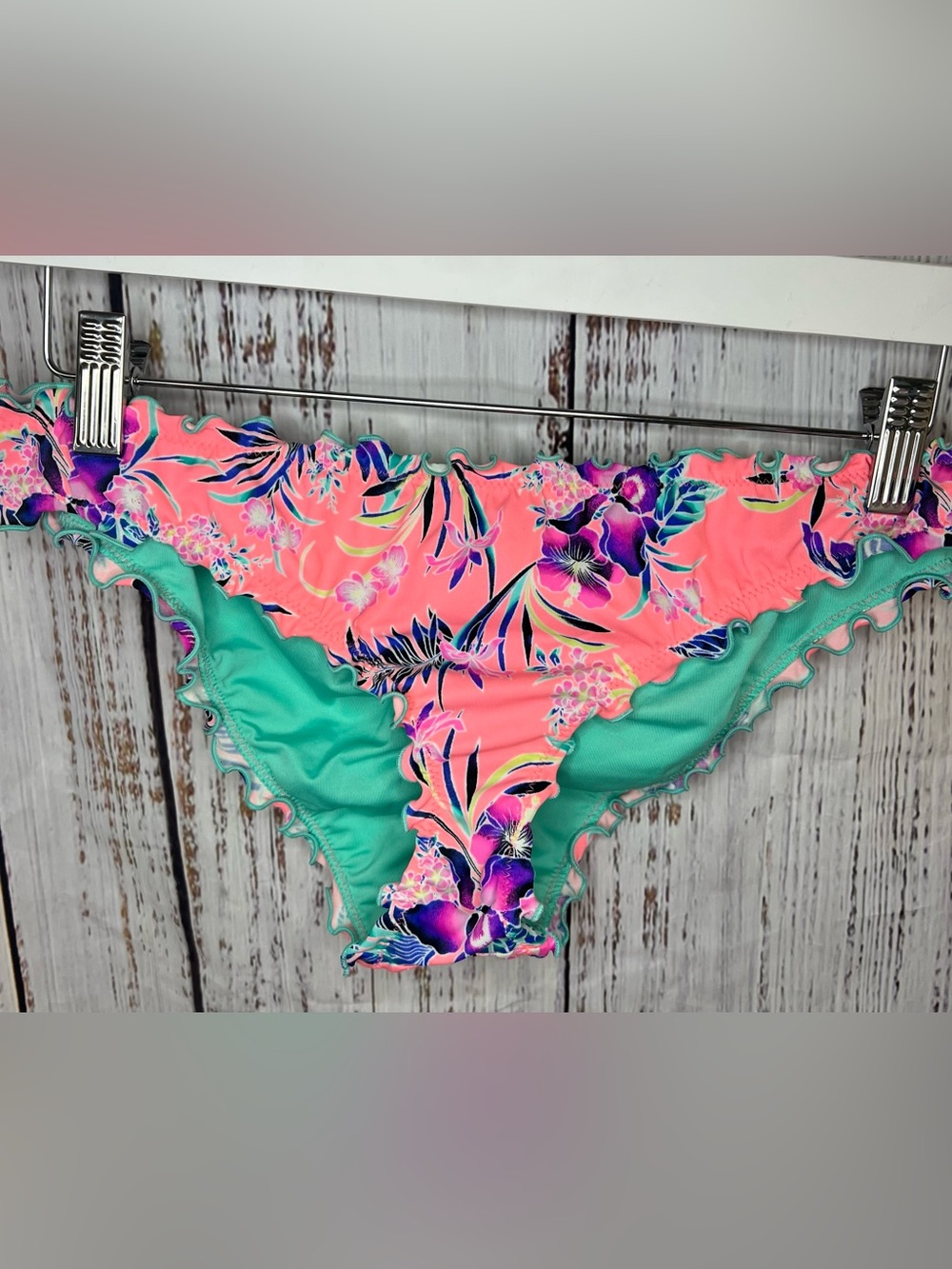 Shade & Shore Medium Tropical Floral Bikini Bottoms Ruffle Scrunch Butt